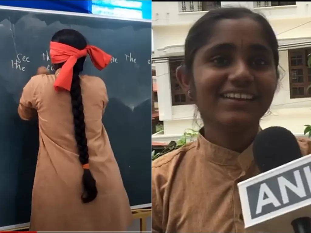 Gadis India mampu menulis dengan menggunakan dua tangan bersamaan (ANI)