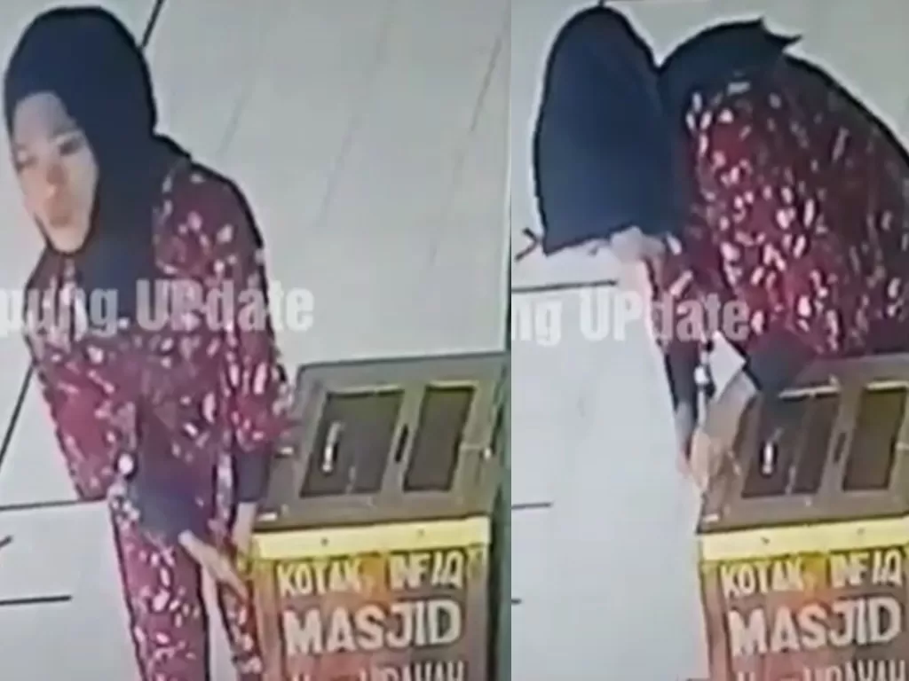 Wanita pencuri kotak amal di masjid. (Ist)