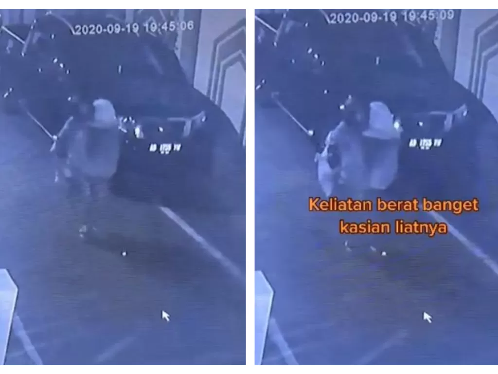 Penampakan pria seperti menggendong anak tertangkap kamera CCTV di Solo. (TikTok/@tataprasetyaa)