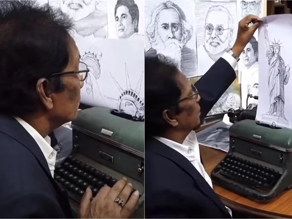 Seniman India melukis dengan mesin tik (Newsflare)