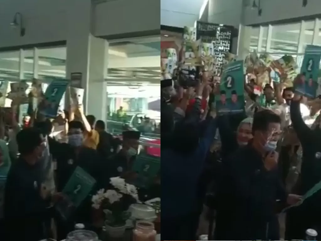  Cuplikan video disaat orang-orang berkerumunan sesaat setelah pengundian nomor urut pilkada. (photo/Instagram/@kitasidoarjo)