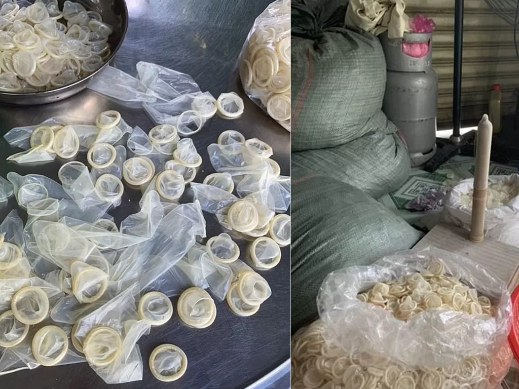 Pabrik kondom bekas di Vietnam (Twitter/@metesohtaoglu)