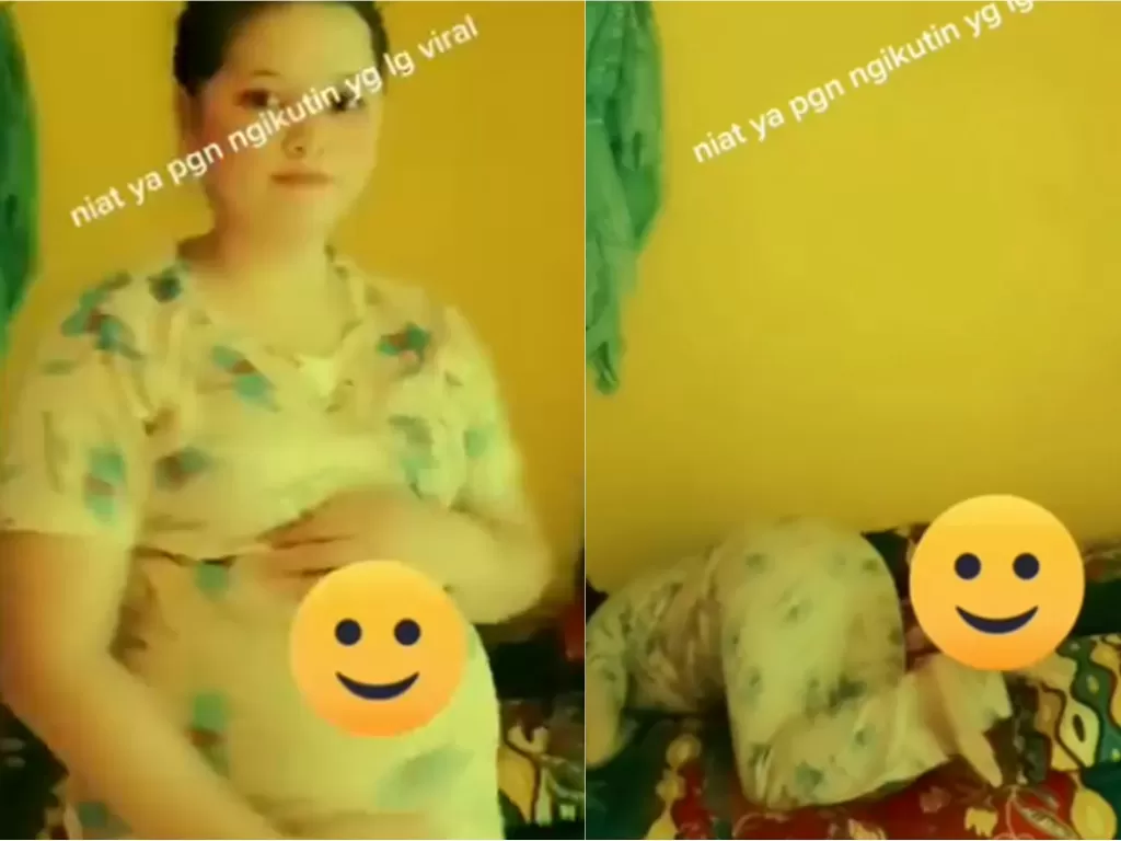 Wanita hamil terpeleset saat bikin konten Tik Tok (Screenshot)