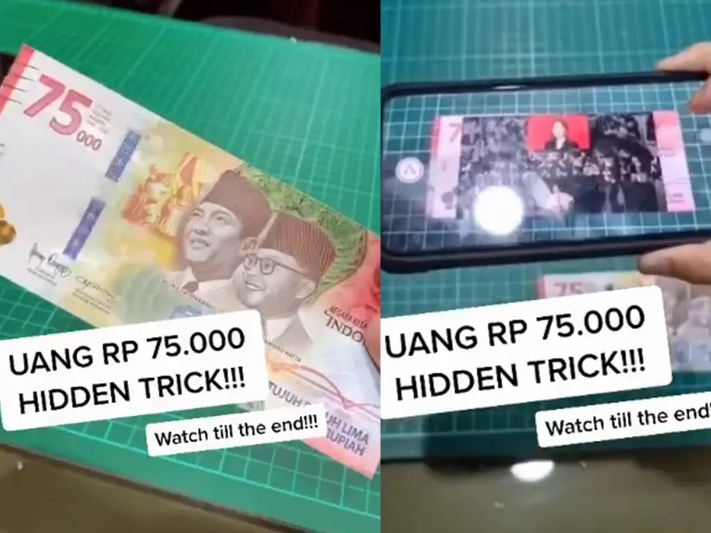 Cuplikan video uang Rp 75 ribu bisa 'nyanyi' lagu Indonesia Raya. (Twitter @repvblikvideo)