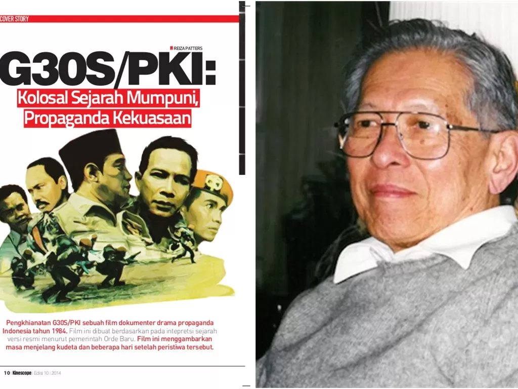 Kiri: Poster film Pengkhianatan G30S/PKI; kanan: Dokter Liauw Yan Siang (dokumen Alfred D Ticoalu)