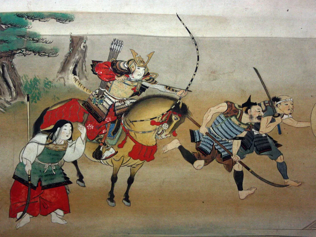 Ilustrasi pria dan wanita dalam pertempuran Jepang. (Wikipedia)