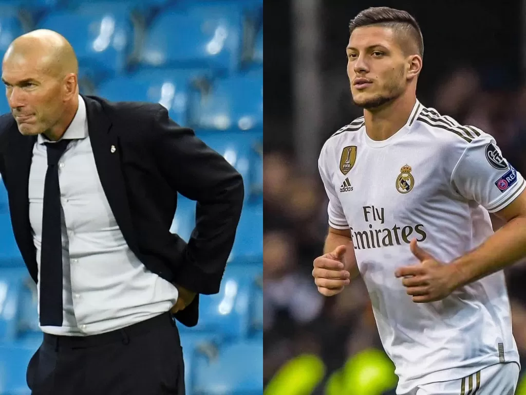 Zinedine Zidane (kanan), Luka Jovic (kiri). (REUTERS/PETER POWELL/Instagram/@lukajovic)