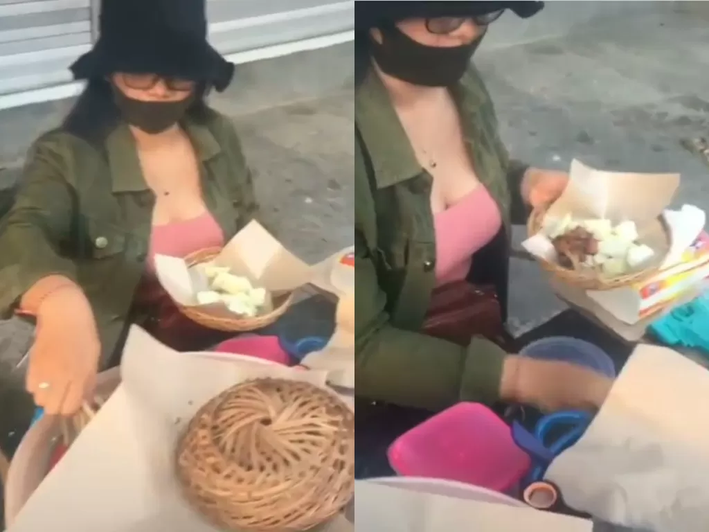 Cuplikan video viral penjual sate cantik di bali. (photo/Instagram/@denpasarnow)