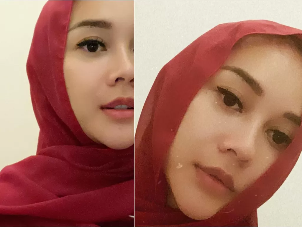 Aura Kasih pakai hijab. (Instagram/@aurakasih)