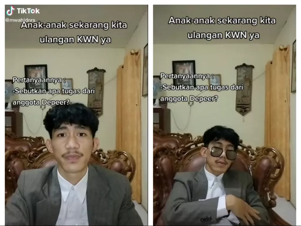 Pria ini membuat video parodi tugas anggota DPR yang suka tidur. (TikTok/@mwahidnrs)