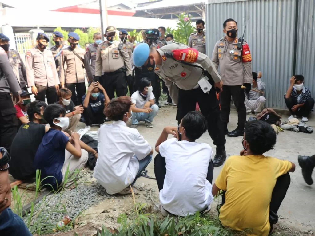 59 pelajar dari Banten hendak demo di Jakarta diamankan polisi. (dok. Humas Polda Banten)