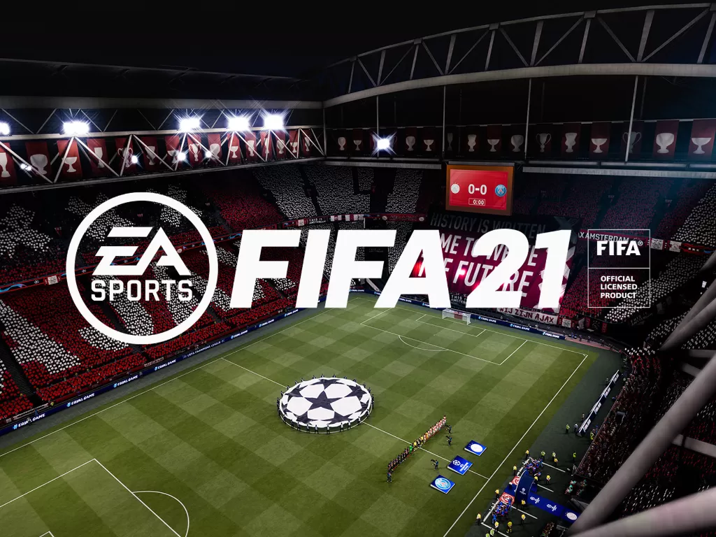 Logo dan gameplay dari FIFA 21 buatan EA Sports (photo/Electronic Arts)