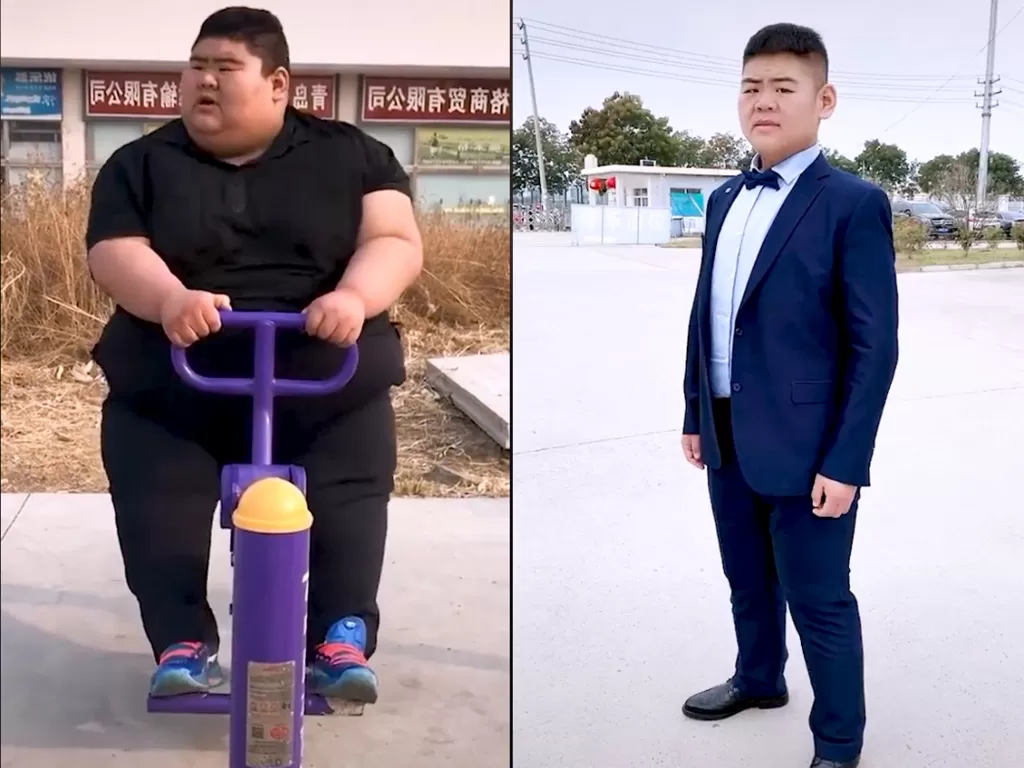 Cuplikan video disaat pria yang super besar berhasil melakukan diet. (photo/TikTok/@leecesrobertson)