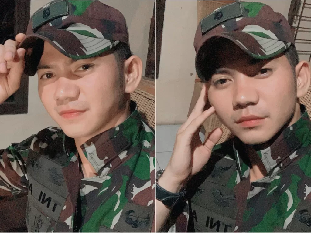Rizky DA pakai seragam TNI. (Instagram/@da2_rizki123)