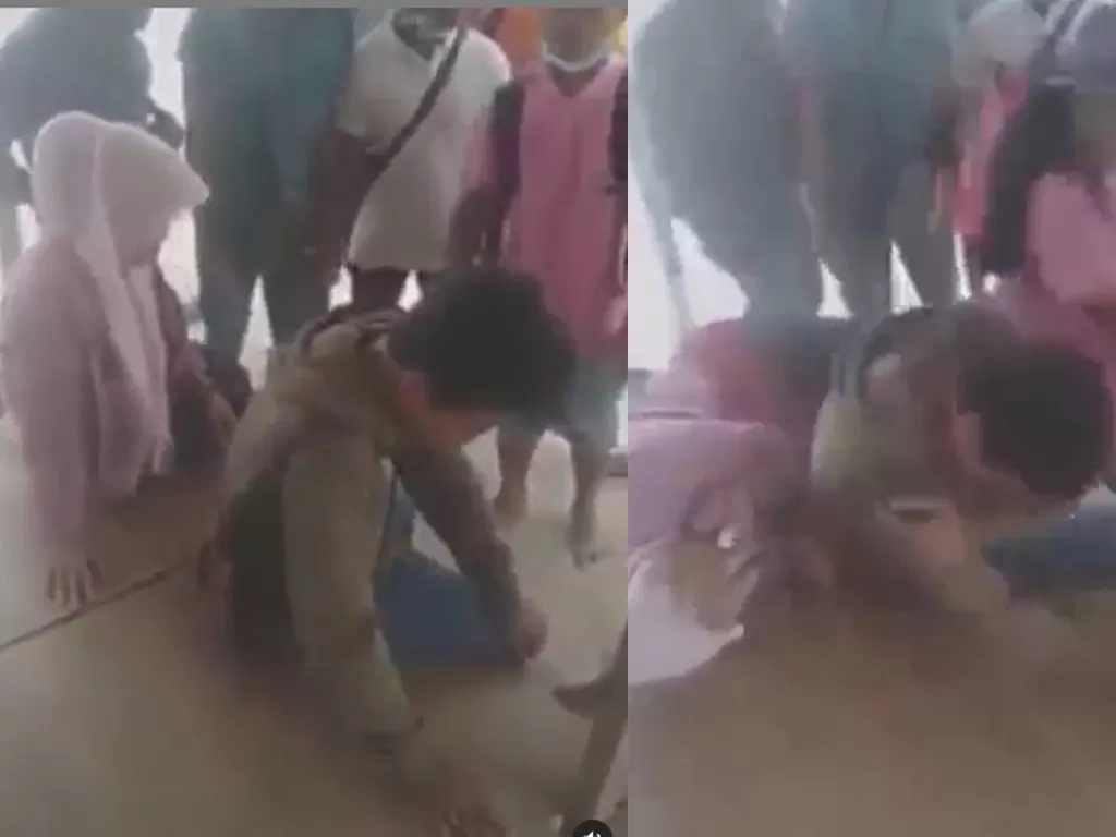 Suami pukuli istri dan selingkuhannya di Madura. (Tangkapan layar video Fb Chanel Nisa Indogo)
