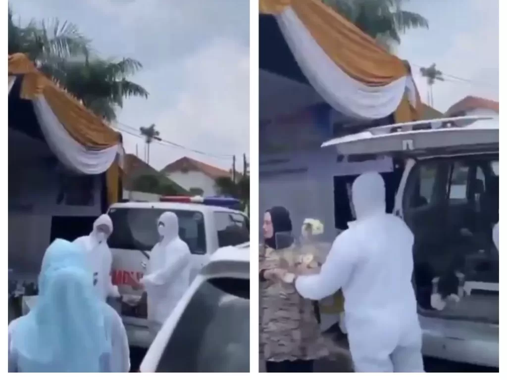Viral ambulans bawa seserahan pengantin di Palembang. (Instagram/@sumsel.24jam)