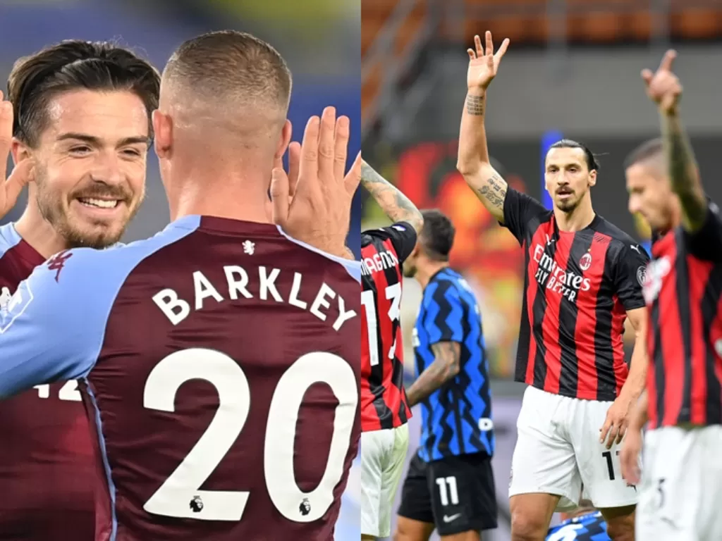 Aston Villa dan AC Milan (REUTERS/MICHAEL REGAN/DANIELE MASCOLO)