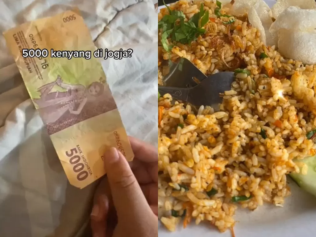 Cuplikan video nasi goreng seharga 5 ribu rupiah di Yogyakarta. (photo/TikTok/@tesyamo)