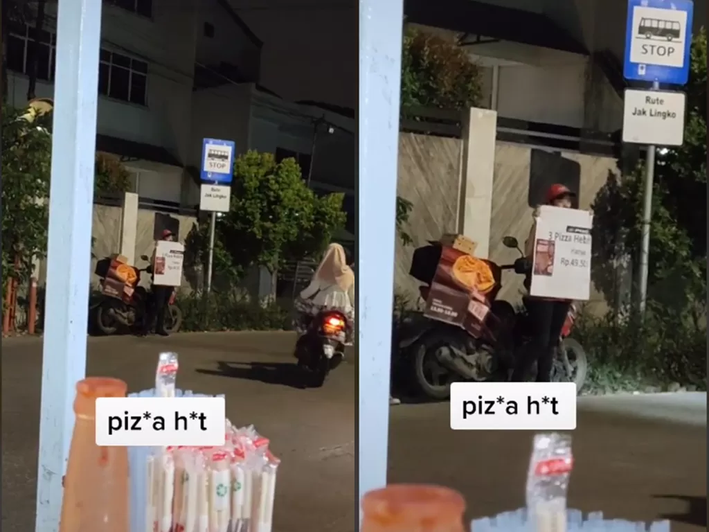 Cuplikan video disaat penjual pizza yang berjualan hingg malam hari. (photo/TikTok/@veranatt99)