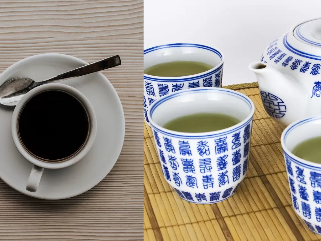 Kopi dan teh hijau (Pexels/Rodolfo Quirós/Pixabay/Gadost0)