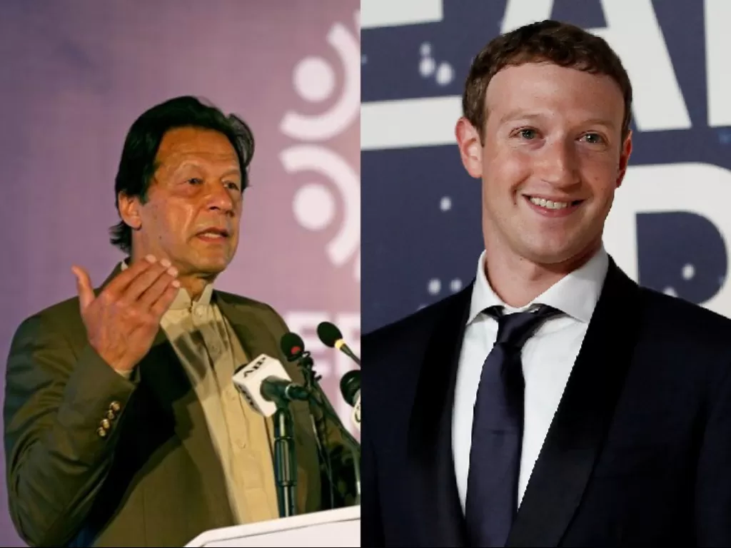 Perdana Menteri Pakisatan Imran Khan (REUTERS/Saiyna Bashir), Mark Zukerberg, SEO Facebook. (REUTERS/Stephen Lam).