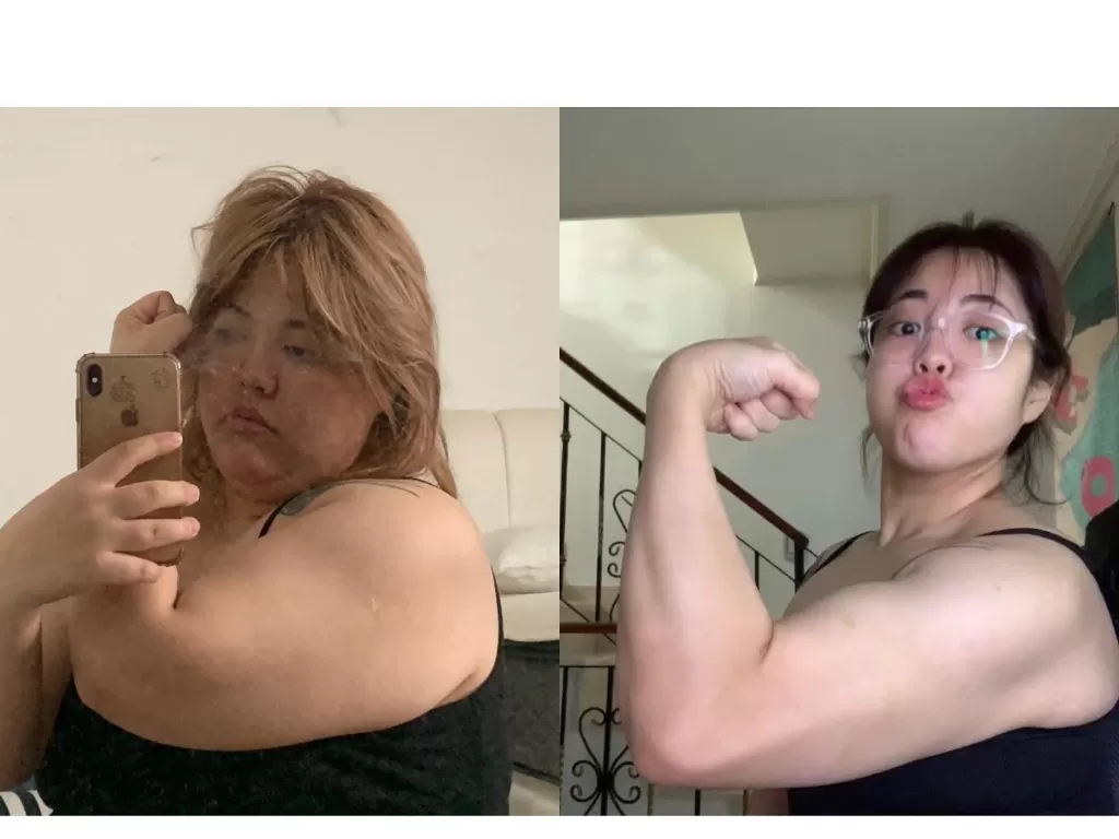 Transformasi wanita yang dulunya gemuk kini berotot. (Facebook/Yang Soobin)