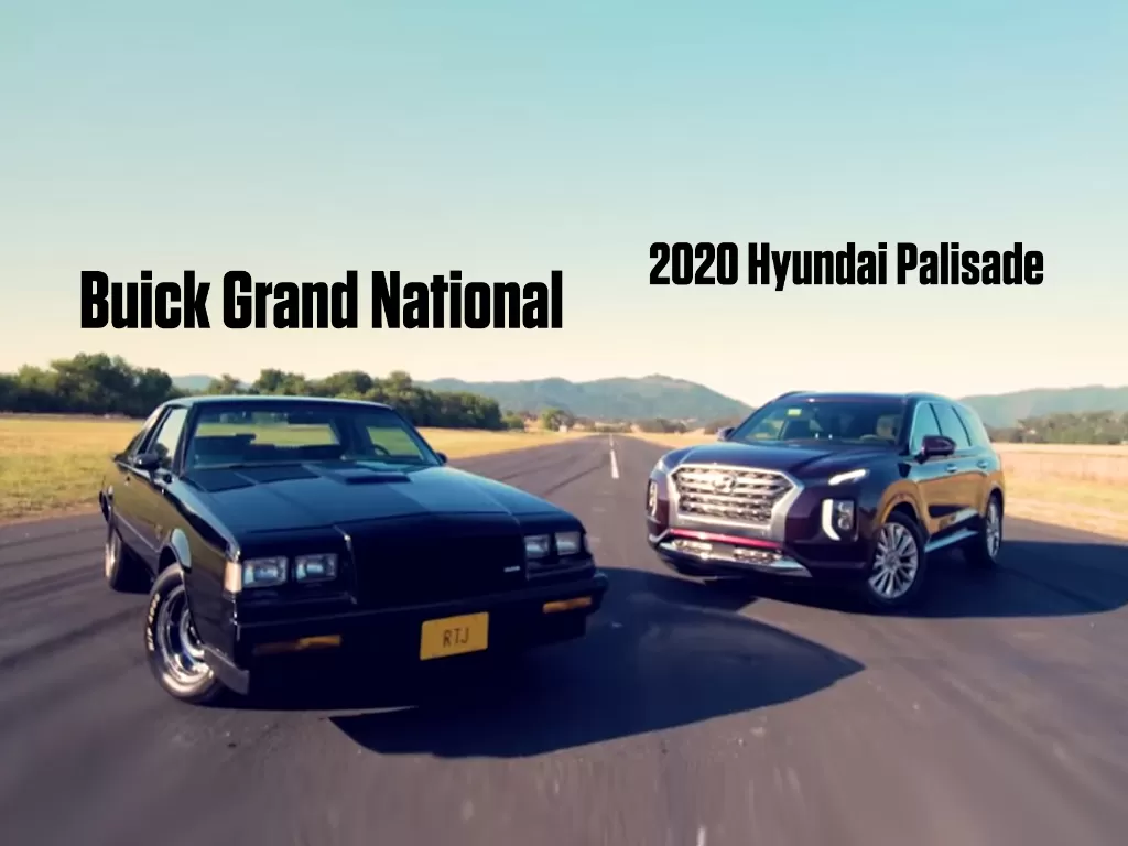 Tampilan mobil Buick Grand National dan Hyundai Palisade 2020 (photo/YouTube/Hoonigan)