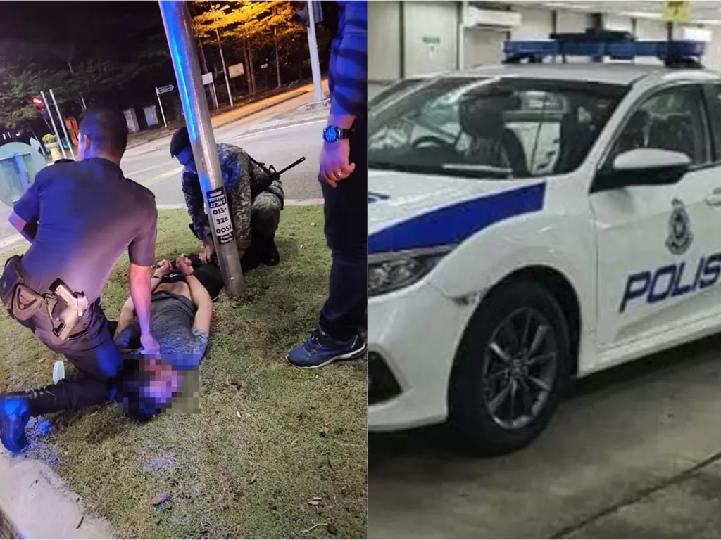 Pria ditangkap karena mencuri mobil polisi (Facebook/Info Roadblock JPJ/POLIS)