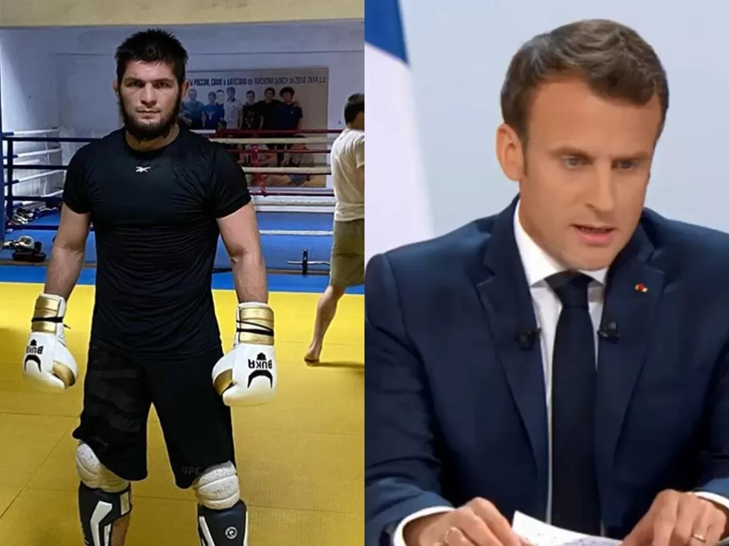 Khabib Nurmagomedov (Instagram @khabib_nurmagomedov) dan Presiden Prancis Emmanuel Macron (Instagram @emmanuelmacron)