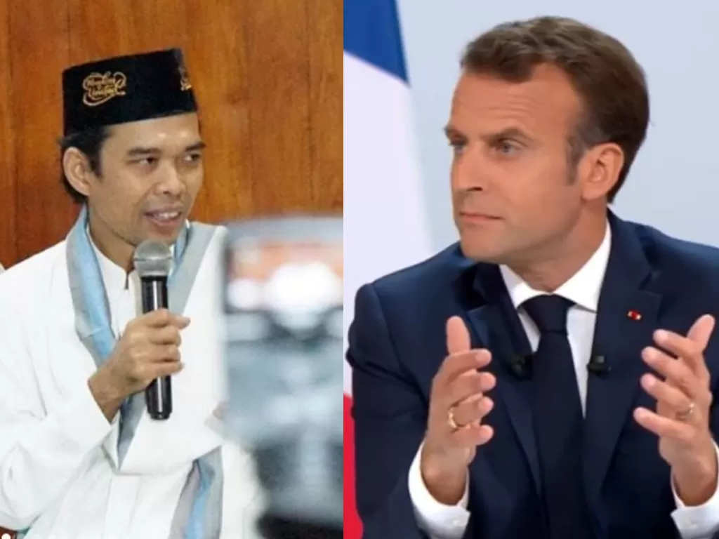 Kolase foto Ustaz Abdul Somad (Instagram @ustadzabdulsomad_official) dan Presiden Prancis Emmanuel Macron(Instagram @emmanuelmacron)