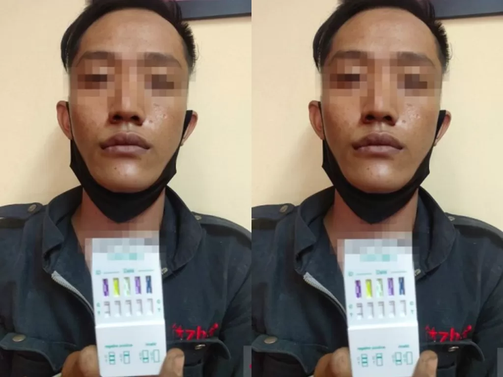 Pelaku penikaman, SH alias UK (24) merupakan redisivis berbagai kasus kejahatan pencurian dan diketahui positif menggunakan narkoba dari hasil tes urine di Polsek Tambora, Jakarta Barat, Rabu (28/10/2020). (Photo/ANTARA/Polres Metro Jakarta Barat)