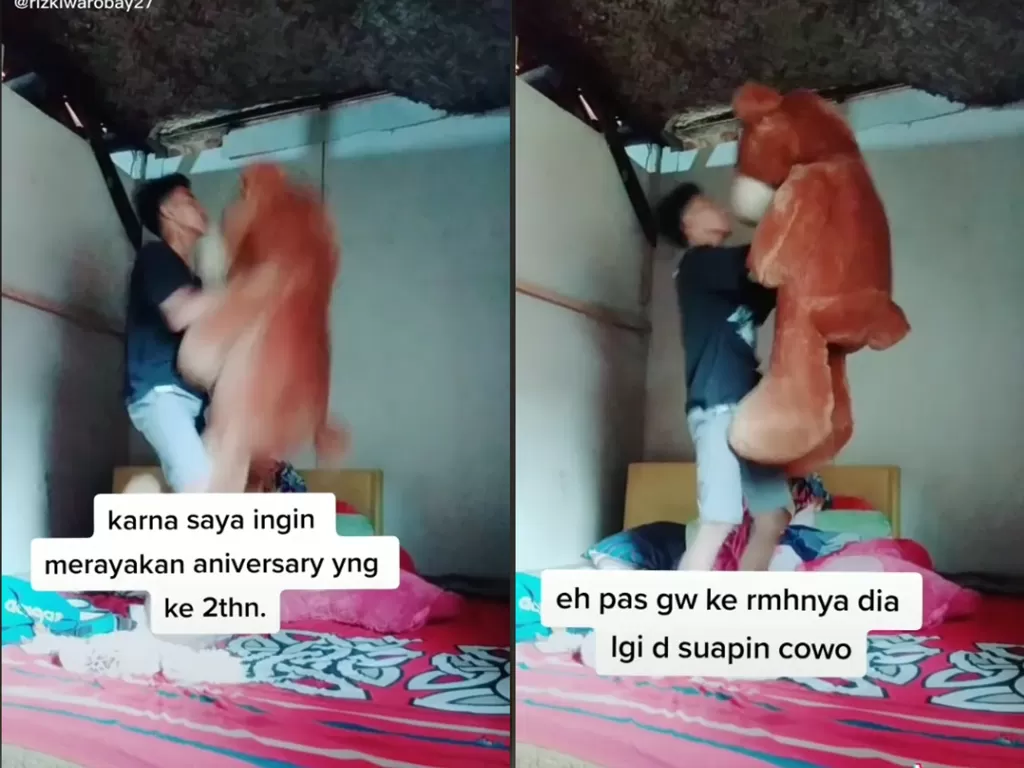 Cuplikan video curhatan cowok yang rela jadi kuli bangunan agar bisa memberikan hadiah untuk kekasihnya, malah diselingkuhi. (photo/TikTok/@rizkiwarobay27)