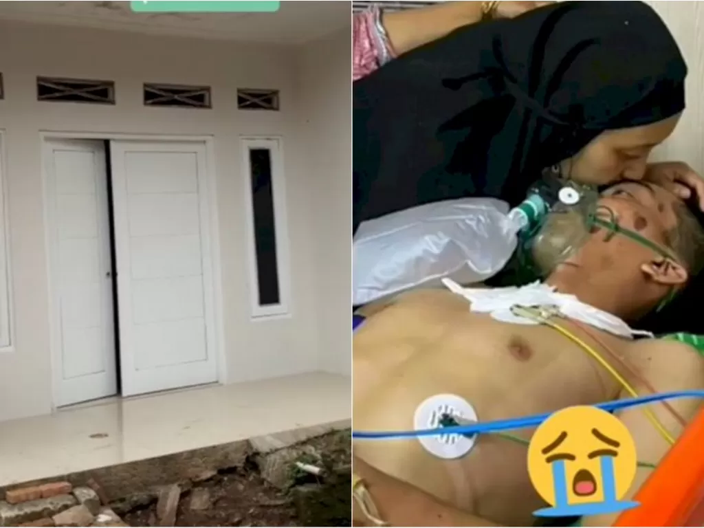 Kiri: Rumah pramugari Garuda Indonesia selama bekerja 10 bulan (Tiktok). Kanan: Cuplikan video sang suami meninggal dunia karena kecelakaan, wanita ini histeris menangis. (photo/Instagram/@makassar_iinfo)