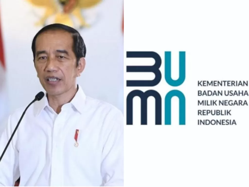 Presiden Joko Widodo (Jokowi). (Dok. Kemensetneg), logo baru Kementerian BUMN. (Instagram/@kementerianbumn).