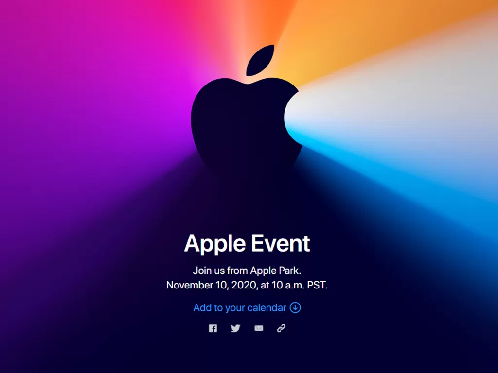 Pengumuman acara Apple Event baru di tanggal 10 November mendatang (photo/Apple)