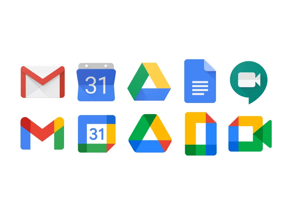 Tampilan logo layanan Google yang lama (atas) dan baru (bawah) (photo/Google)