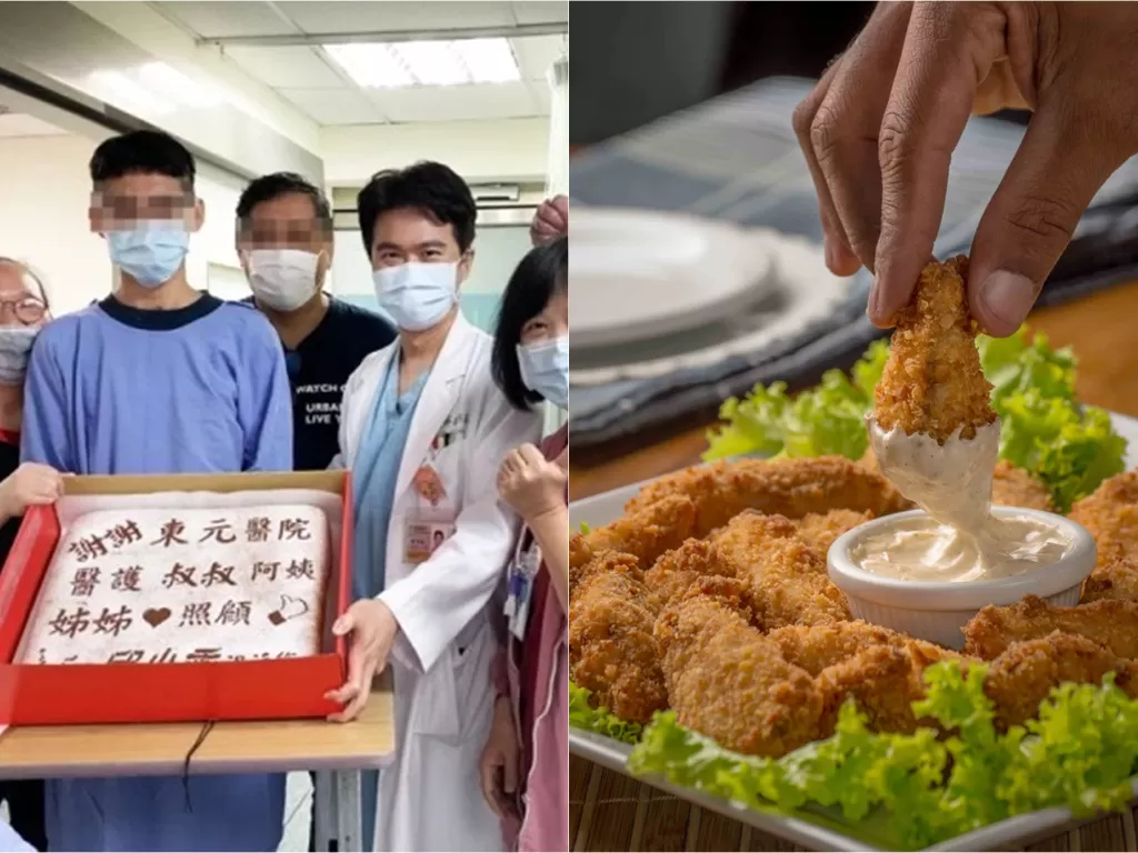 Kiri: Pasien sadar dari koma karena ayam goreng (Taiwan News) / Kanan: Ilustrasi ayam goreng (Unsplash)