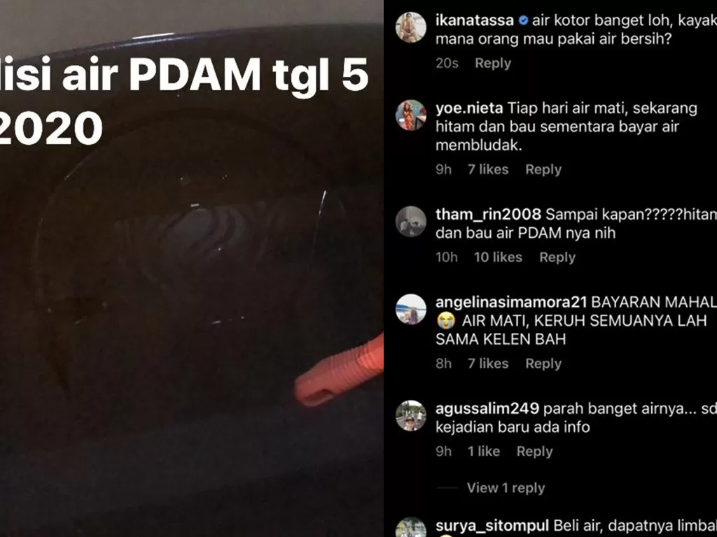Air PDAM Tirtanadi di Medan bau dan kotor seperti air parit. (Facebook)