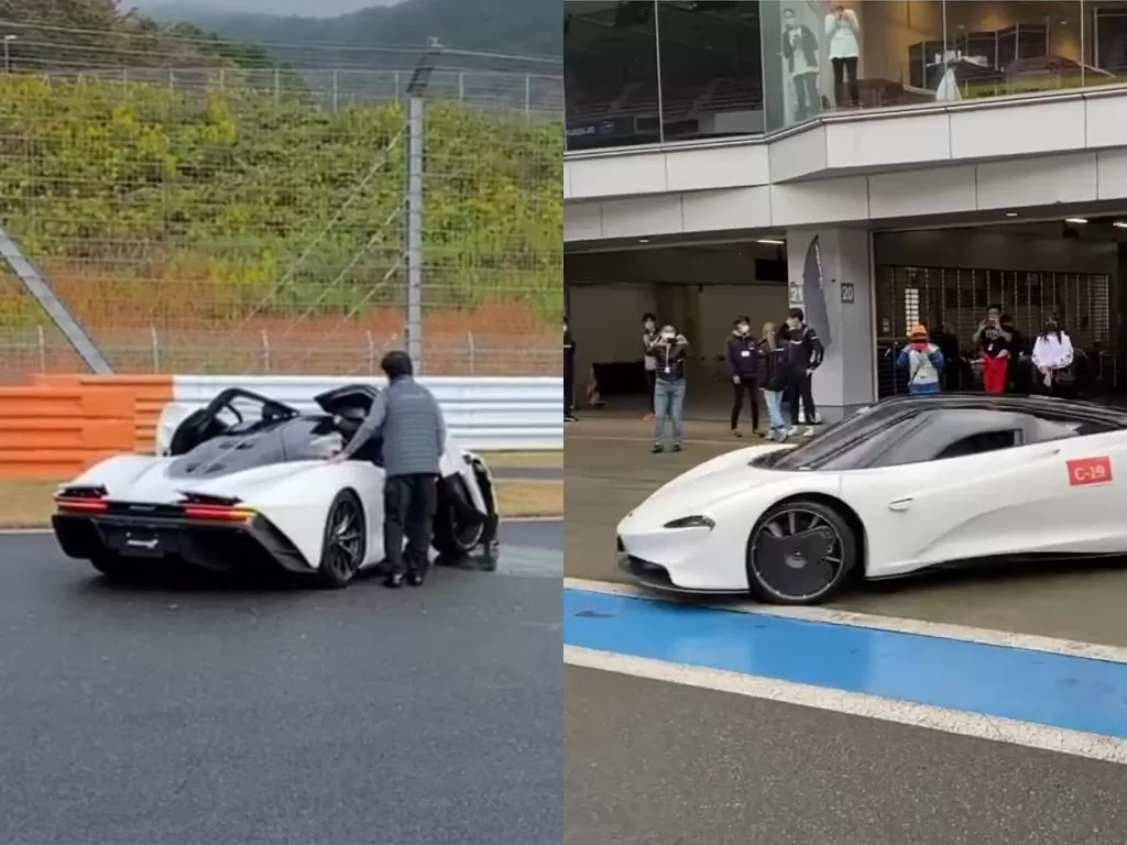 Mobil McLaren Speedtail mengalami tabrakan di Jepang (photo/Instagram/@only.speedtail)