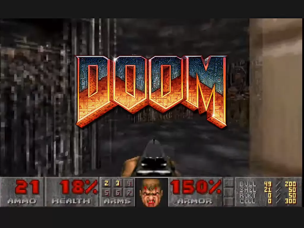 Gameplay DOOM 1993 dengan suara YouTuber bernama Decino (photo/YouTube/Brownie)