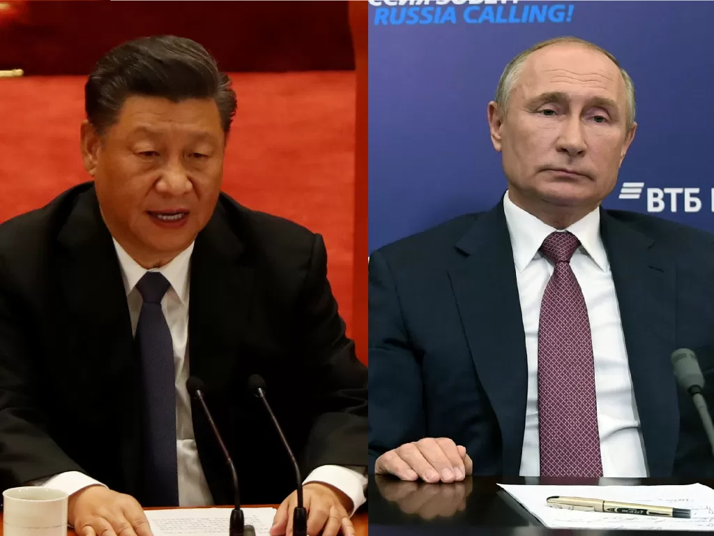 Presiden Tiongkok Xi Jinping (REUTERS/Carlos Garcia Rawlins), Presiden Rusia Vladimir Putin. (REUTERS/via Kremlin).