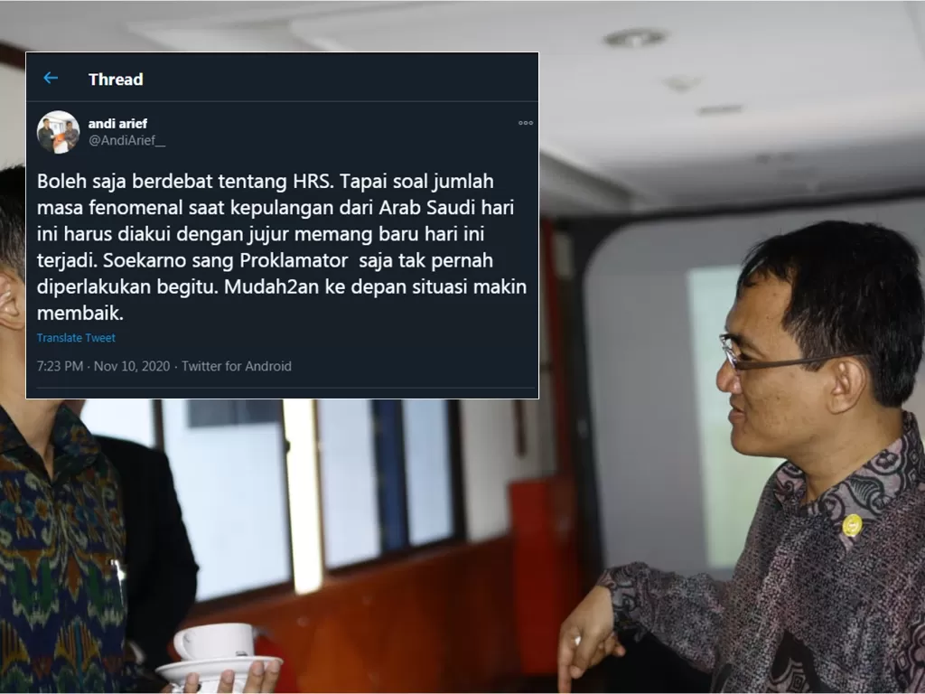 Insert: Cuitan Andi Arief bandingkan Rizieq dan Presiden Soekarno / Foto Andi Arief (Twitter/@AndiArief__)