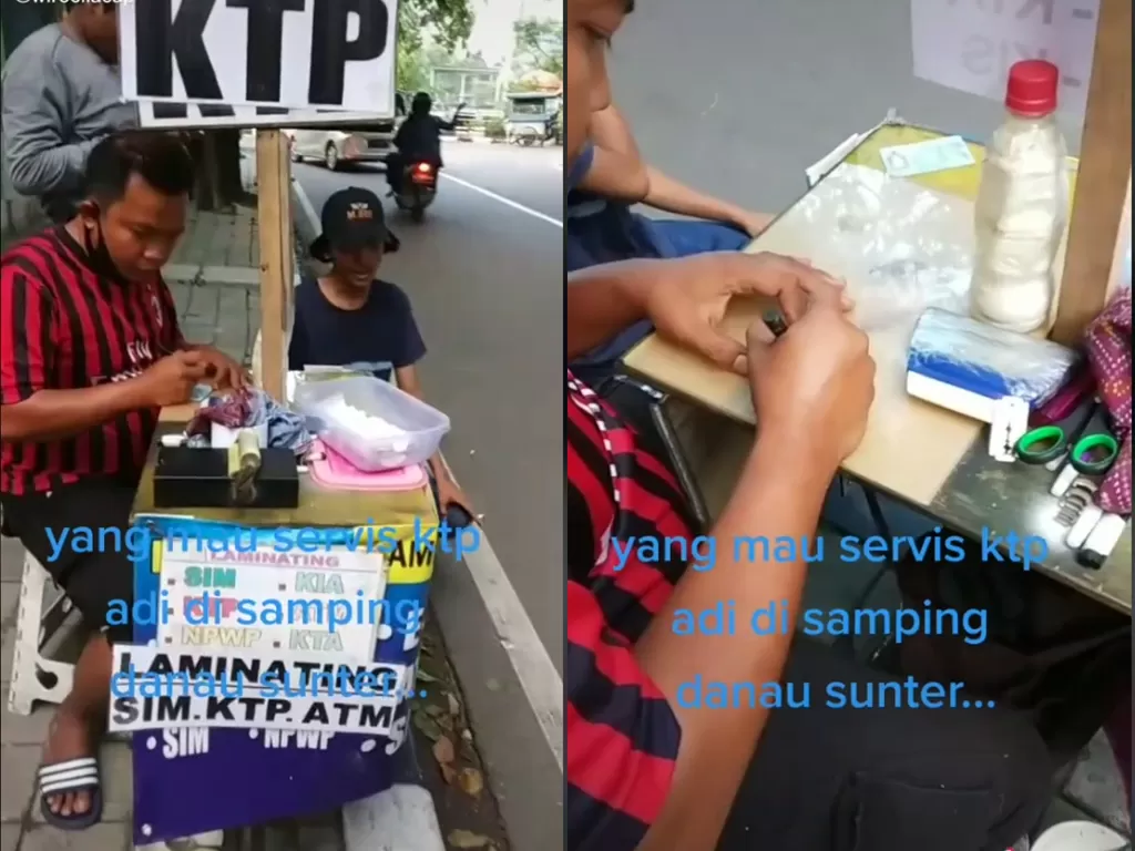  Cuplikan video servis KTP di dekat Danau Sunter, Jakarta Utara. (photo/TikTok/@wirocilacap)