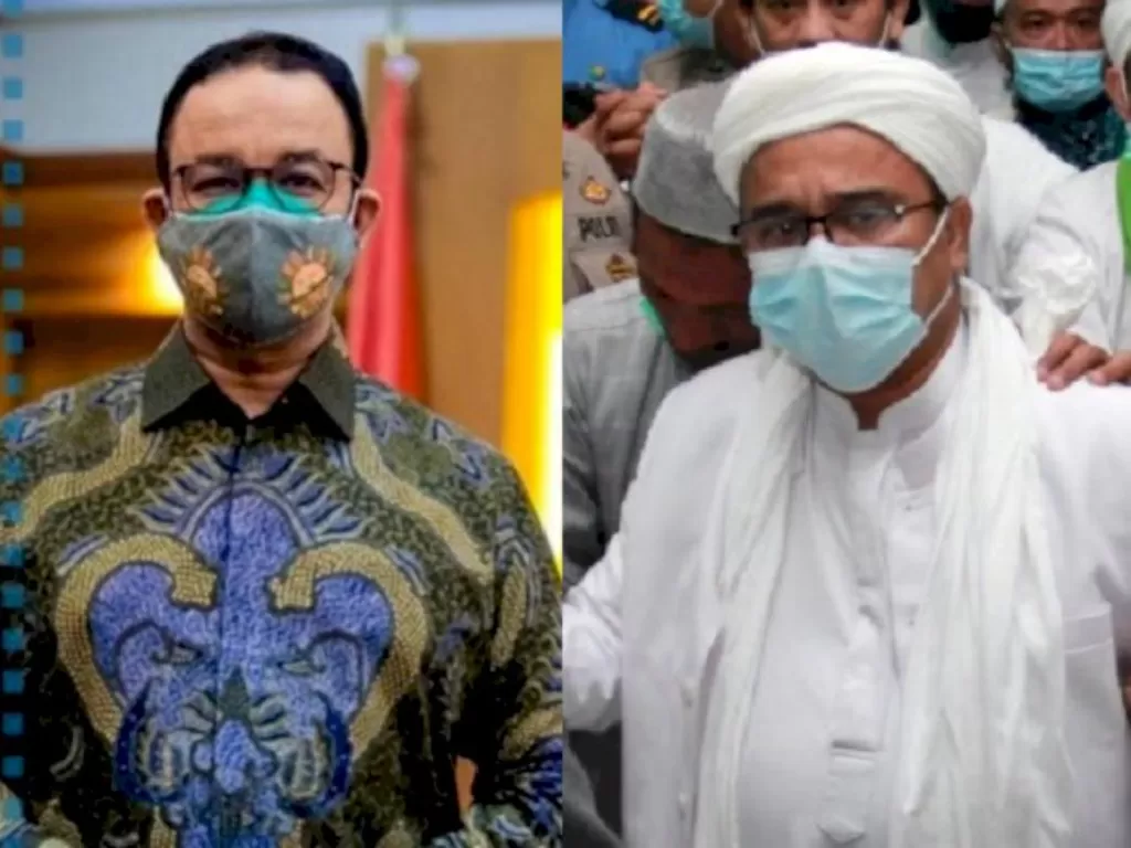 Gubernur DKI Jakarta Anies Baswedan. (Instagram/@aniesbaswedan), Habib Rizieq Shihab. (ANTARA/Muhammad Iqbal)