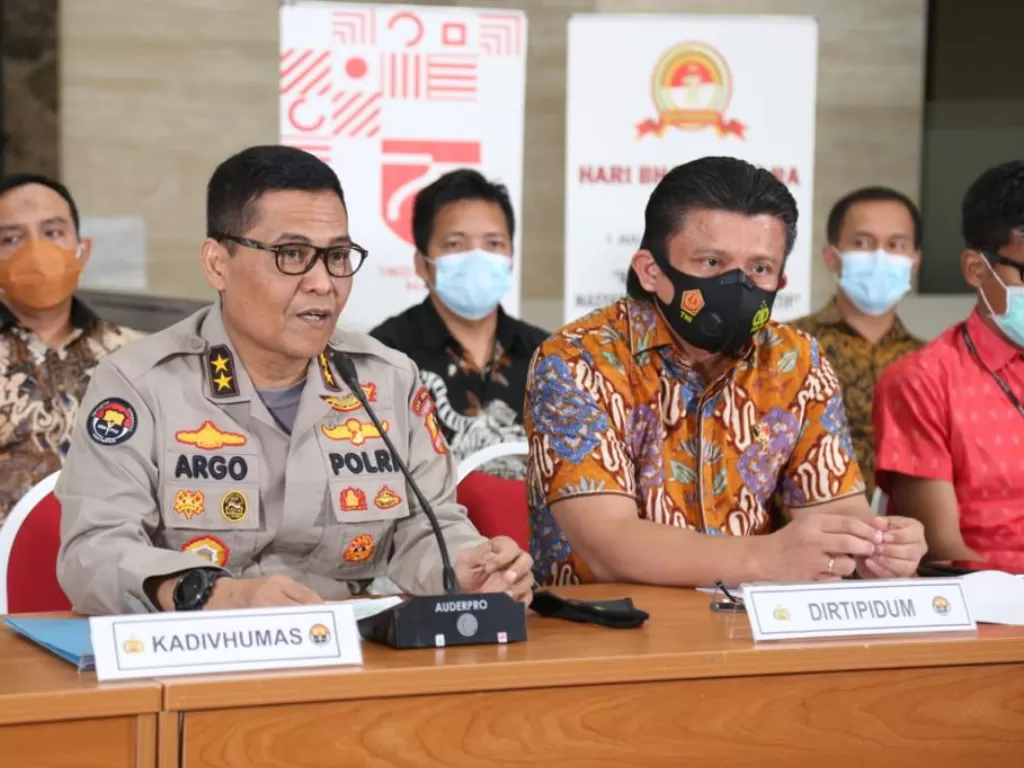 Konferensi pers penambahan tersangka Kejagung di Mabes Polri, Jakarta. (dok Divisi Humas Mabes Polri)