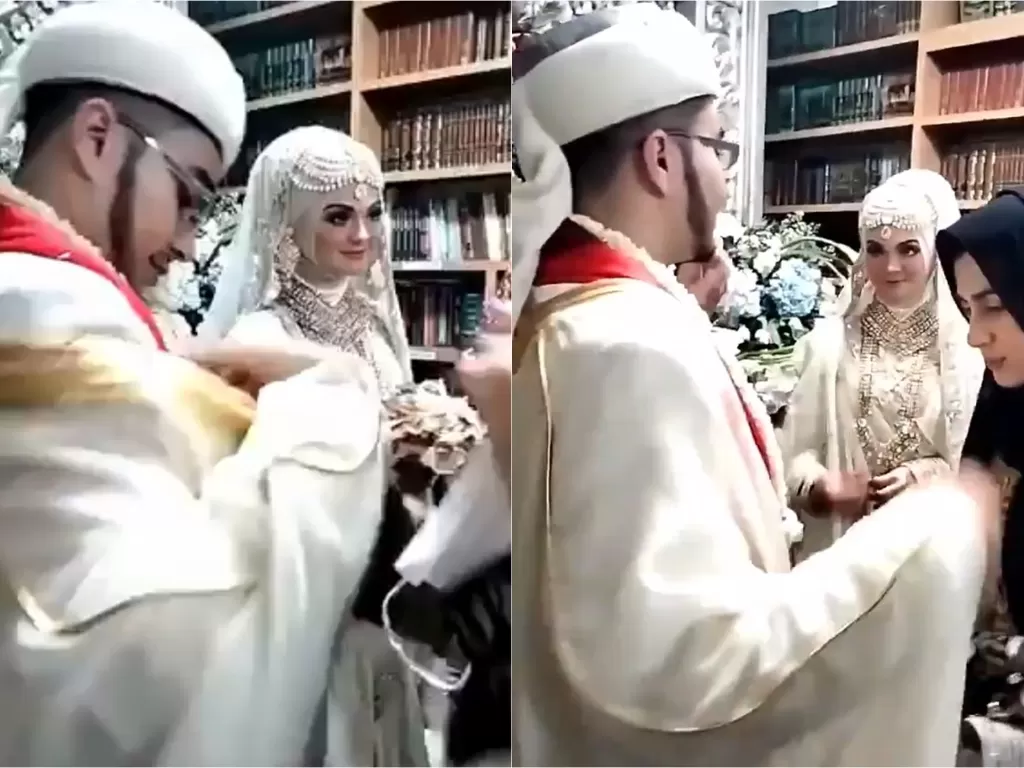 Pernikahan pernikahan Syarifah Najwa Shihab dengan Irfan Alaydrus (Twitter/@SaveMoslem1)