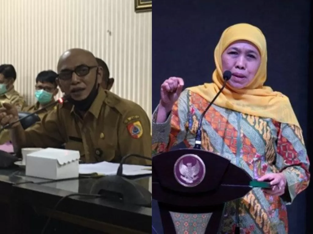 Kolase foto Kepala Bappekab Jember Achmad Imam Fauzi dan Gubernur Jawa Timur Khofifah Indar Parawansa (ANTARA)