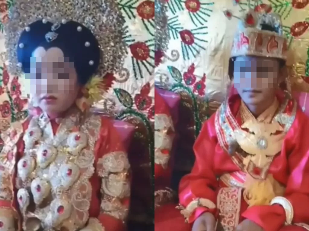 Pernikahan bocah dengan pakaian adat suku Bugis. (Instagram/Makassar_iinfo)