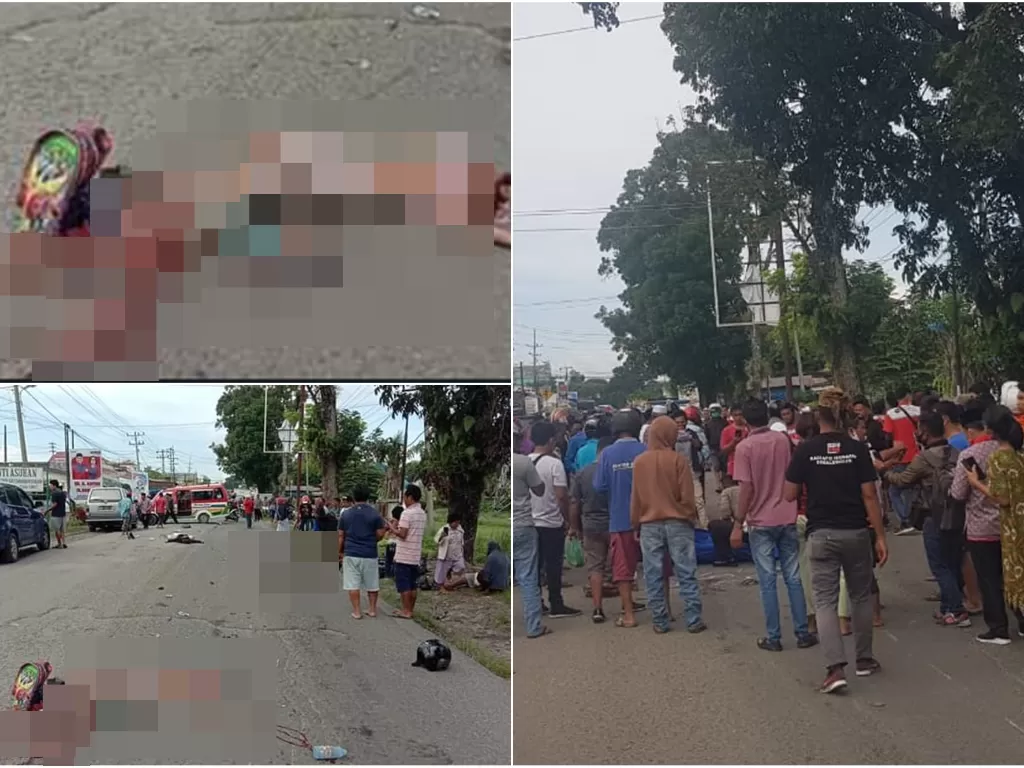 Kecelakaan beruntun di Jalan Asahan, Simalungun, Kamis pagi (19/11/2020). (Istimewa)