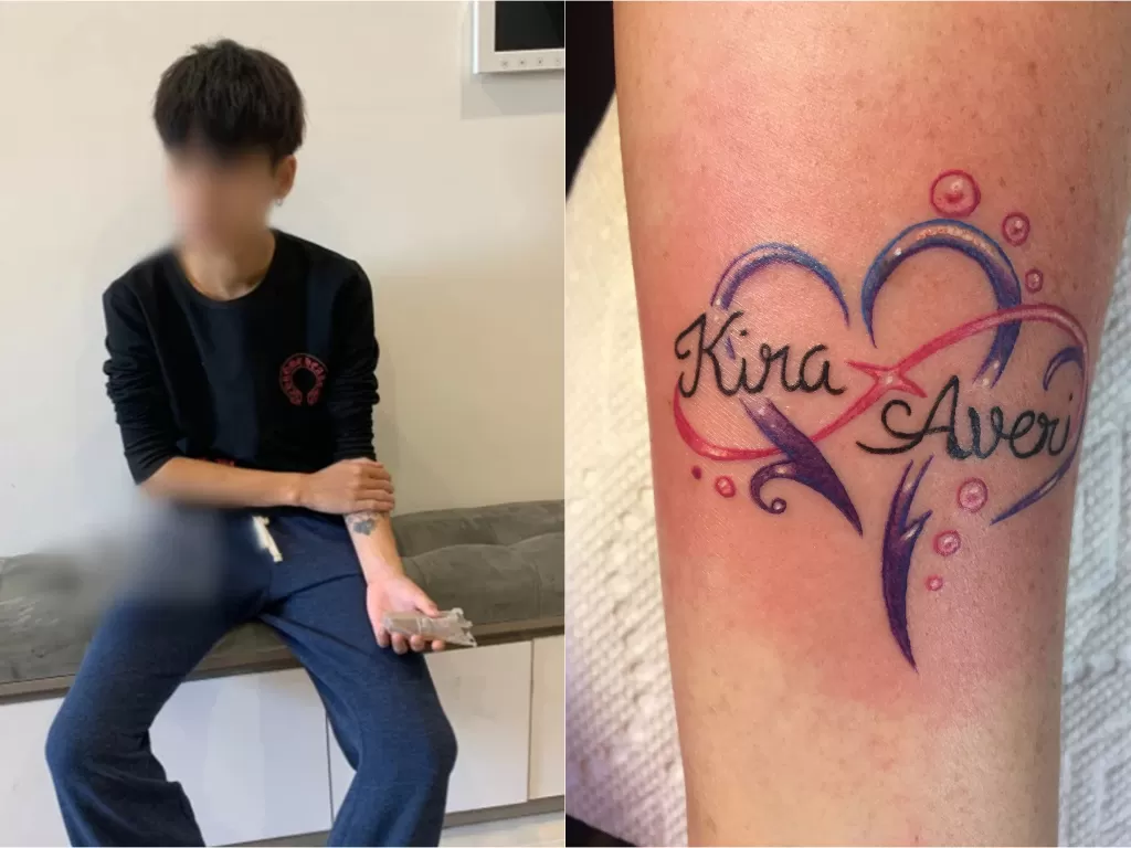 Kiri: Cowok menato nama pacar di tangan (Yan News) / Kanan: Ilustrasi tato couple (Pinterest)